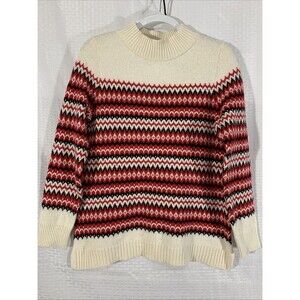 Talbots Chalet Fair Isle Sweater Womens M Christmas Holiday Festive Mock Neck